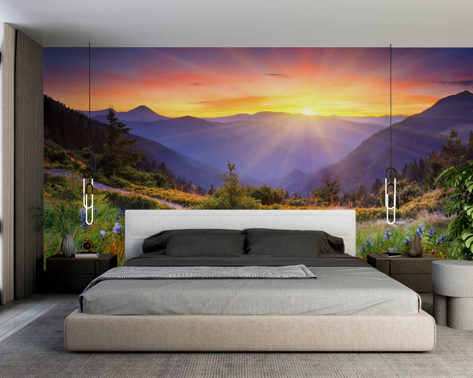 Fototapeta slnko zapadlo nad alpským jazerom