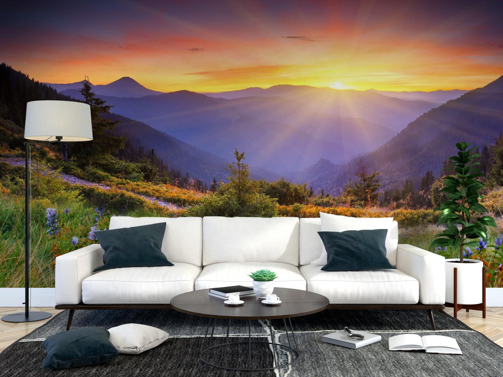 Fototapeta slnko zapadlo nad alpským jazerom