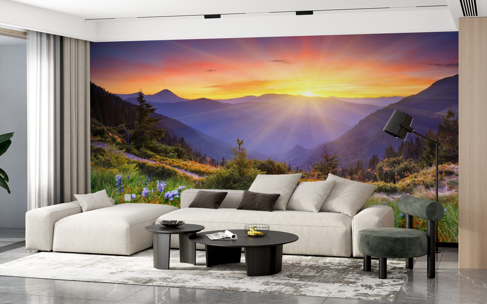 Fototapeta slnko zapadlo nad alpským jazerom