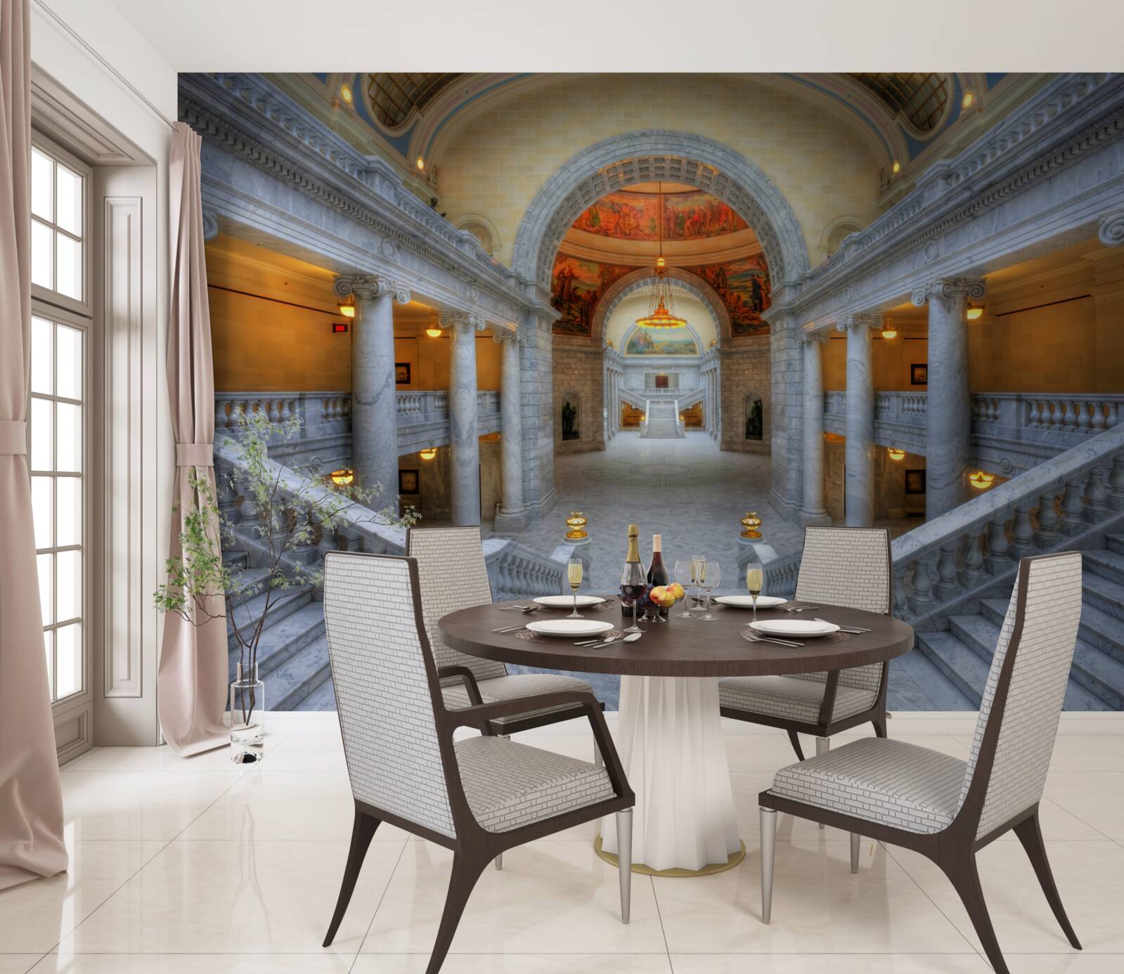 Fototapeta séria schodísk s oblúkovými ramenami