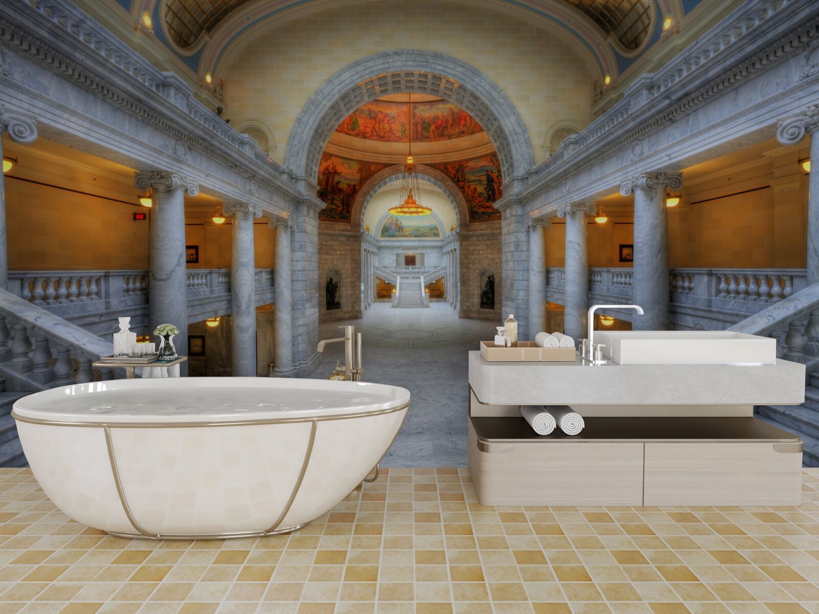 Fototapeta séria schodísk s oblúkovými ramenami