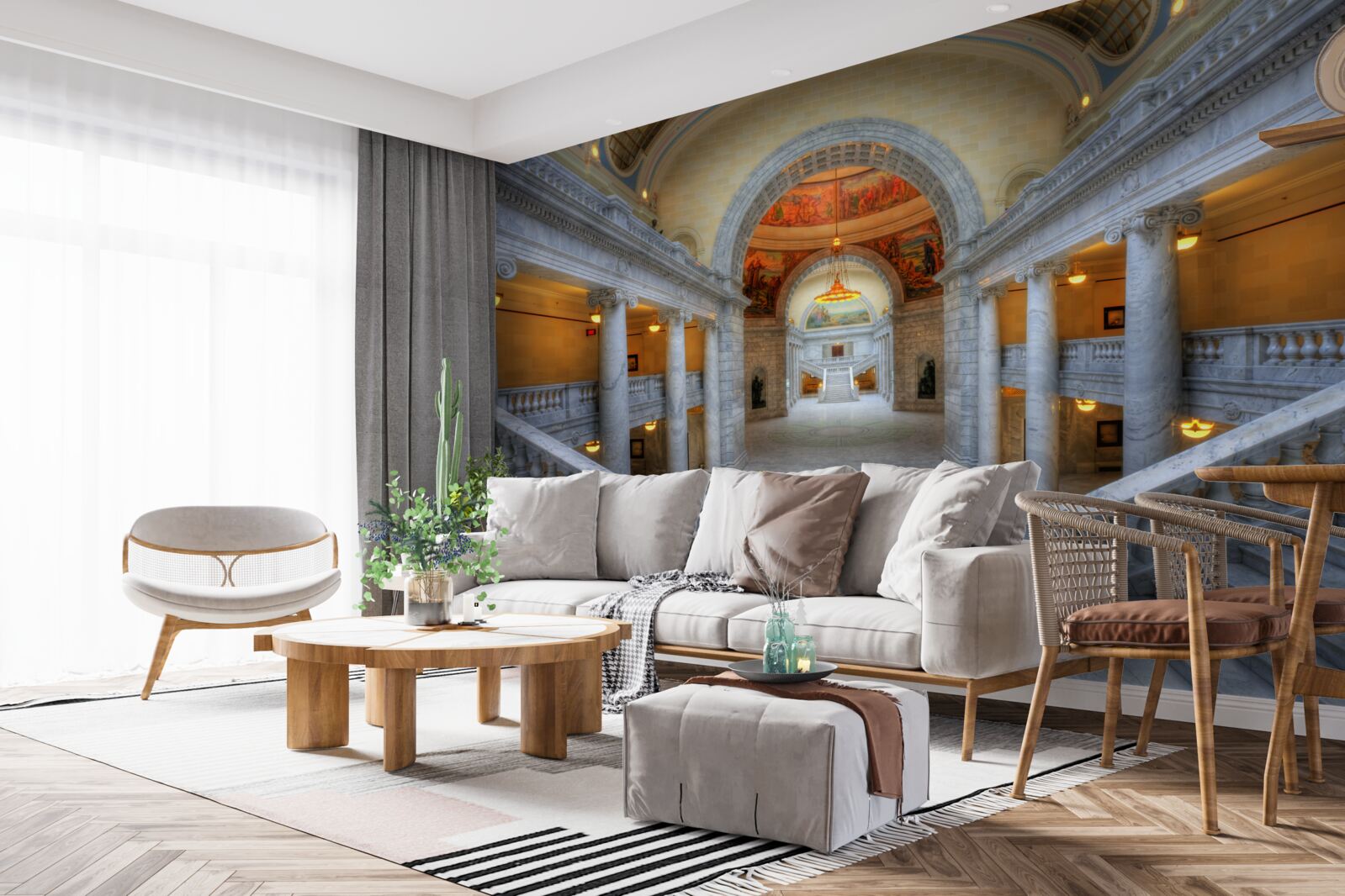 Fototapeta séria schodísk s oblúkovými ramenami