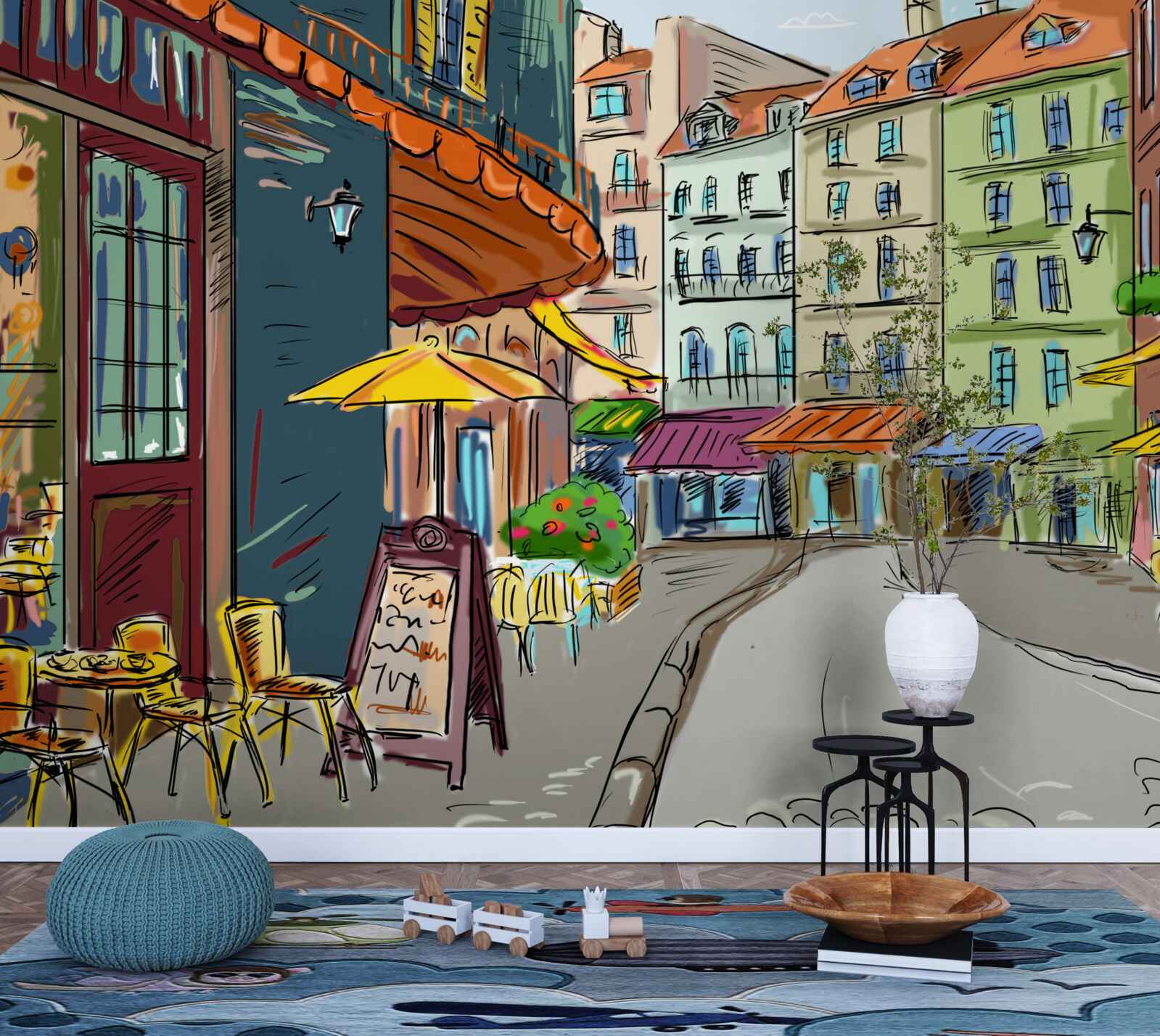 Fototapeta tichá a útulná ulica plná farieb