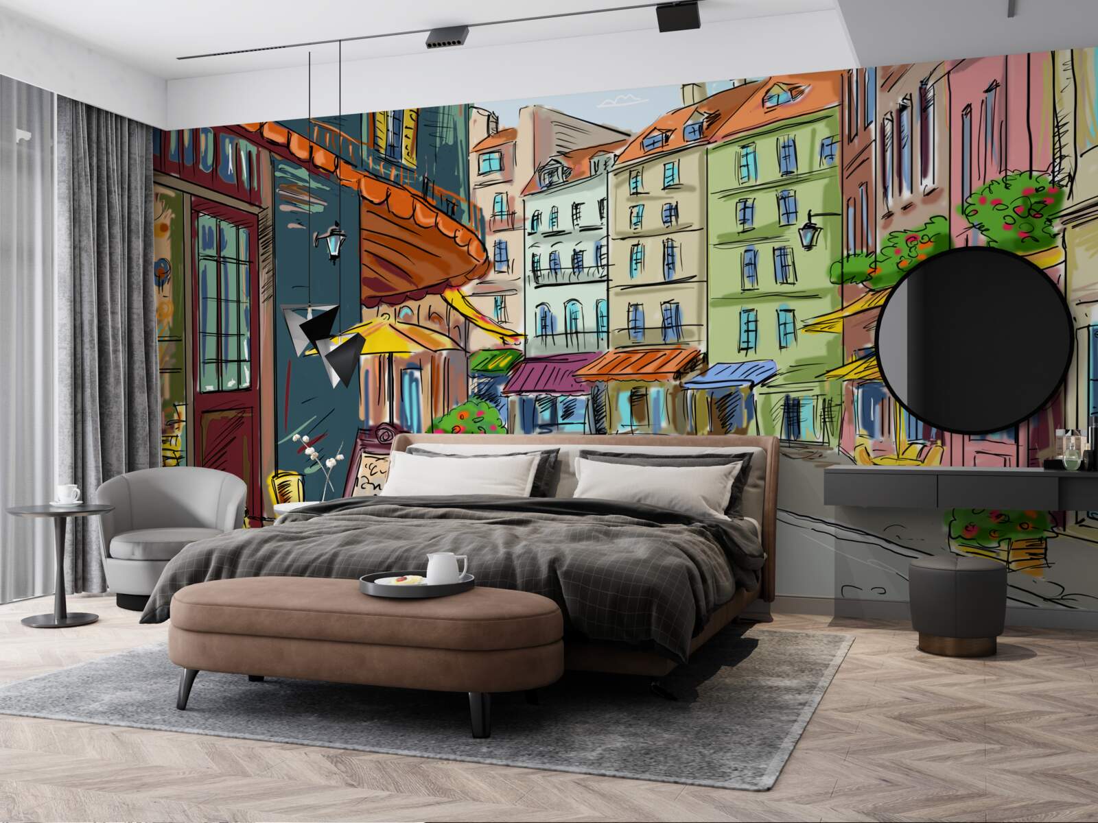 Fototapeta tichá a útulná ulica plná farieb