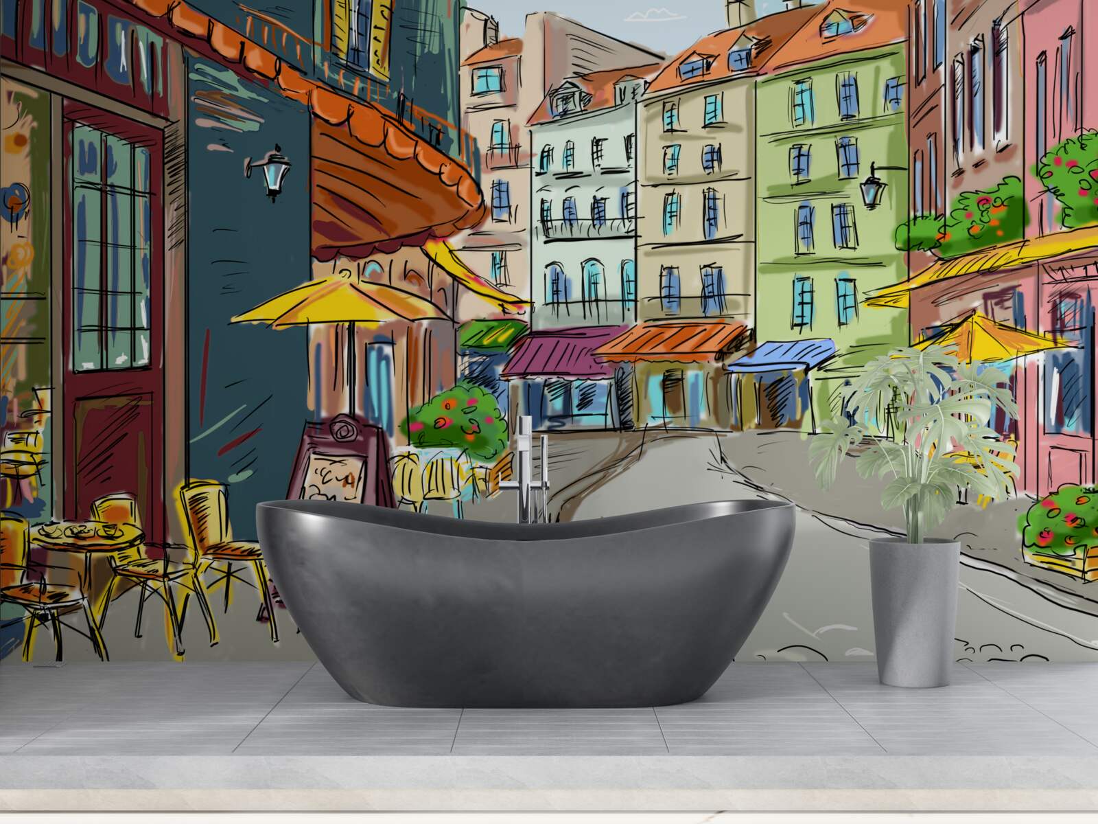 Fototapeta tichá a útulná ulica plná farieb