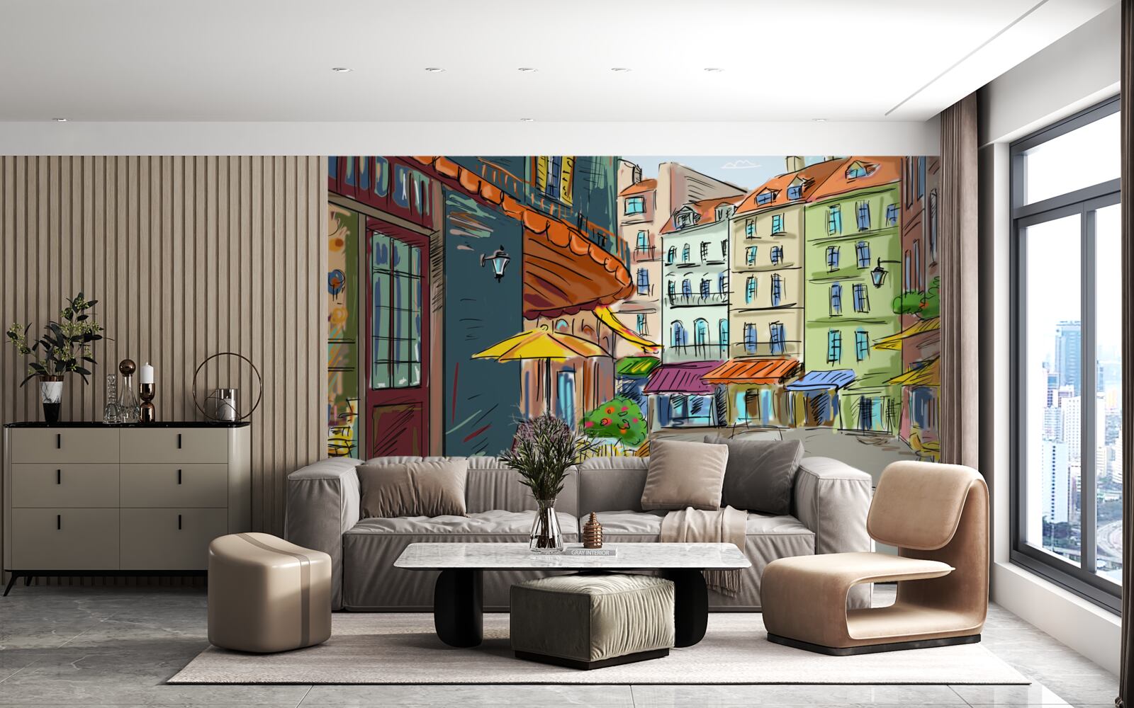 Fototapeta tichá a útulná ulica plná farieb