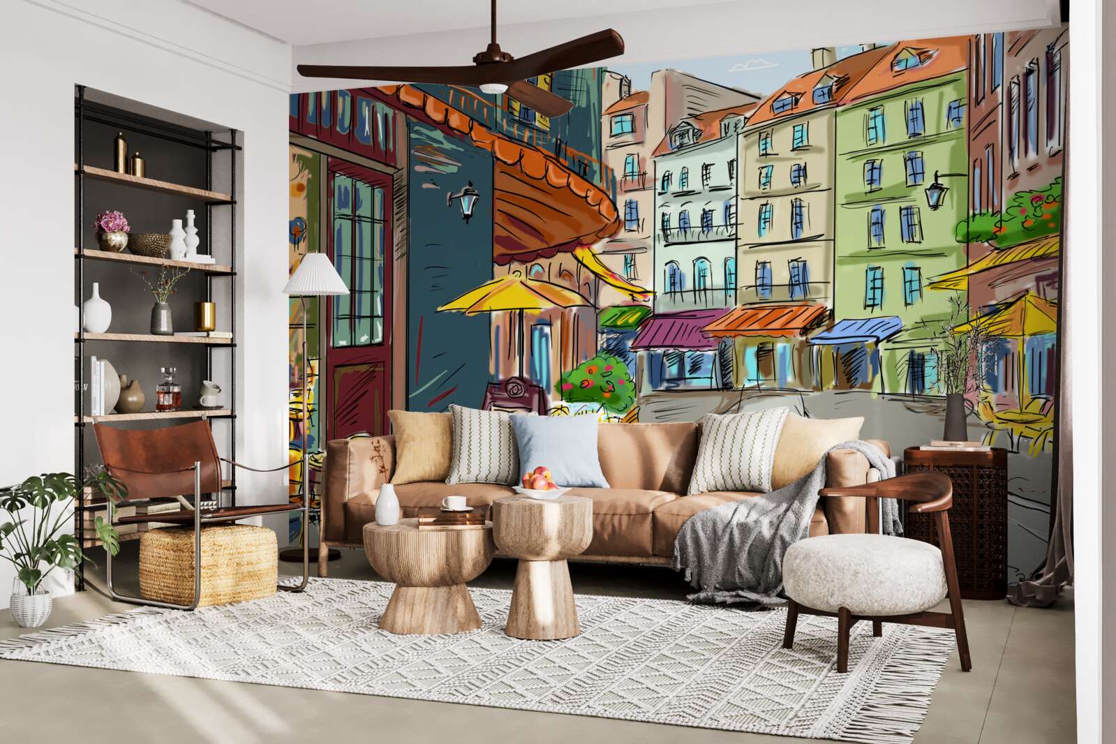 Fototapeta tichá a útulná ulica plná farieb