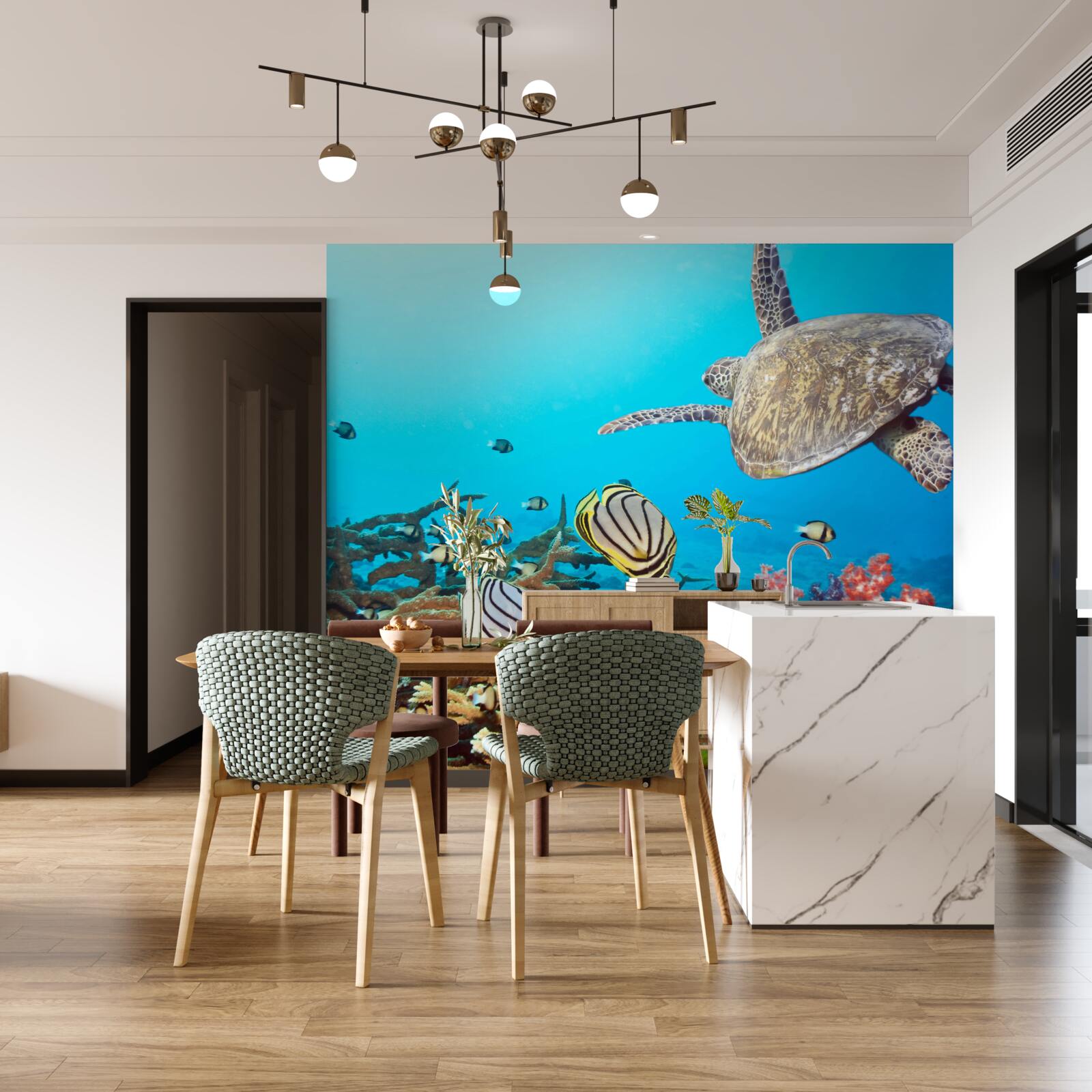 Fototapeta obyvatelia hlbín modrej vodnej hladiny