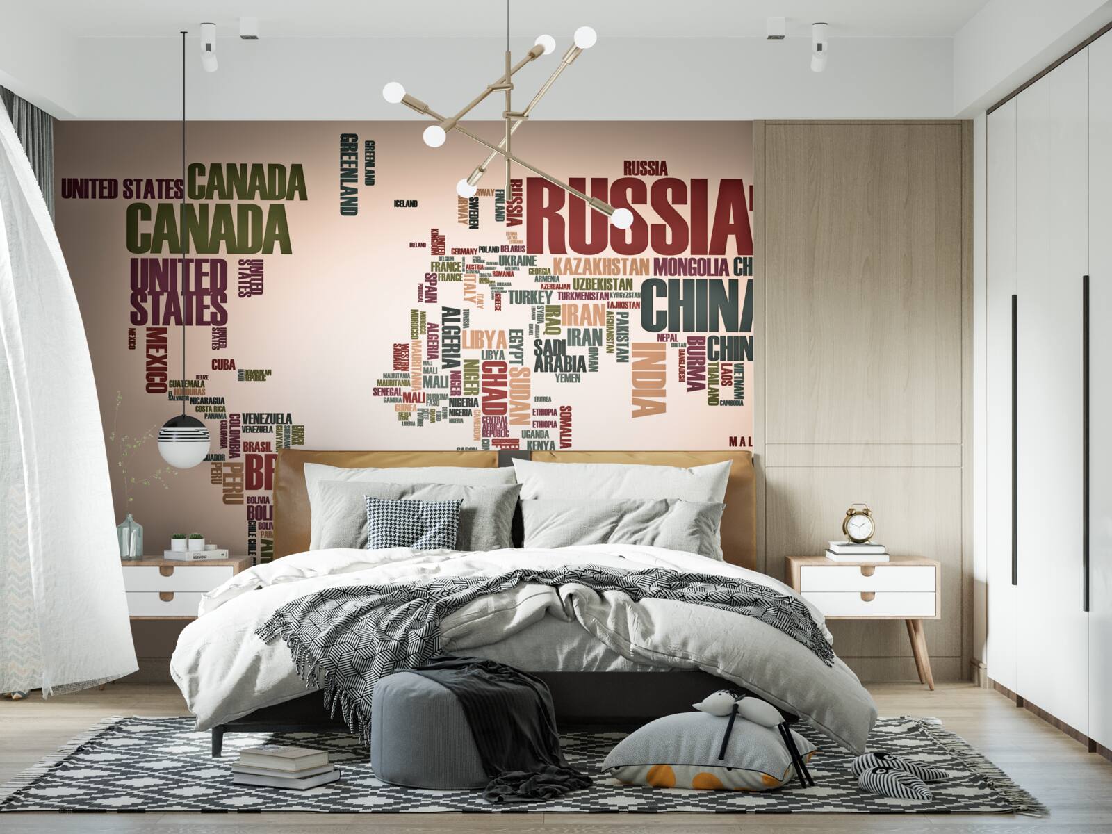 Fototapeta mapa sveta zložená z názvov krajín