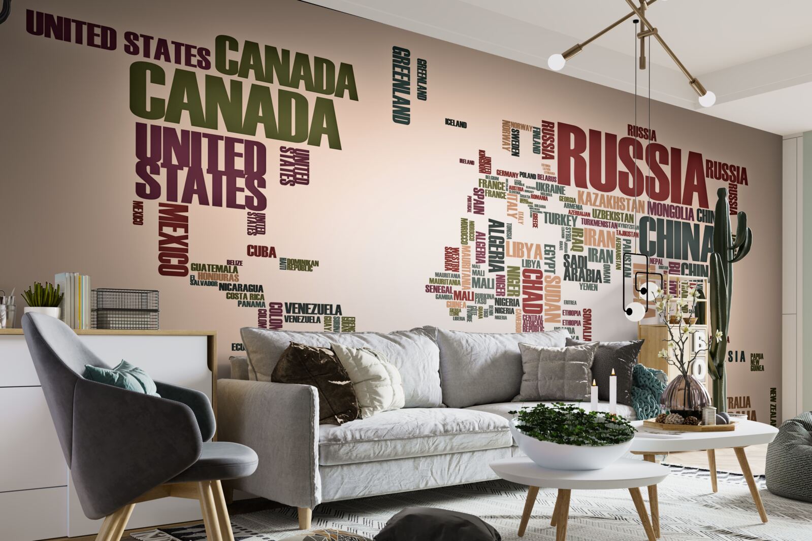 Fototapeta mapa sveta zložená z názvov krajín