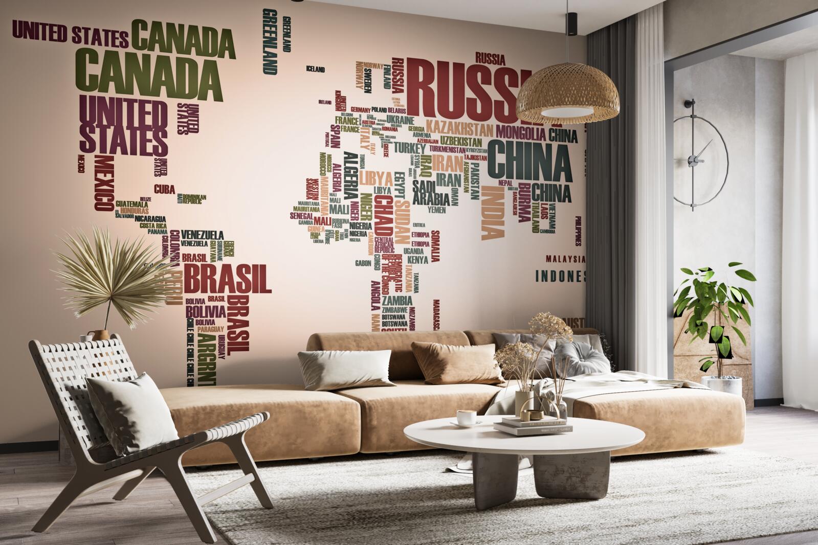 Fototapeta mapa sveta zložená z názvov krajín