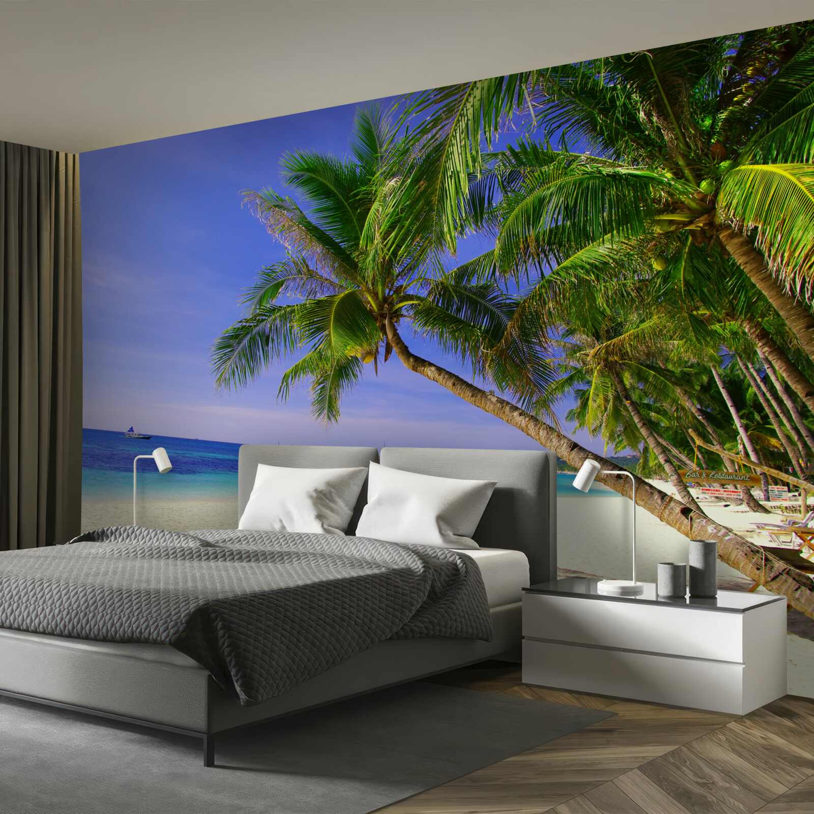 Fototapeta piesočné pláže s palmami a pokojnými oceánmi