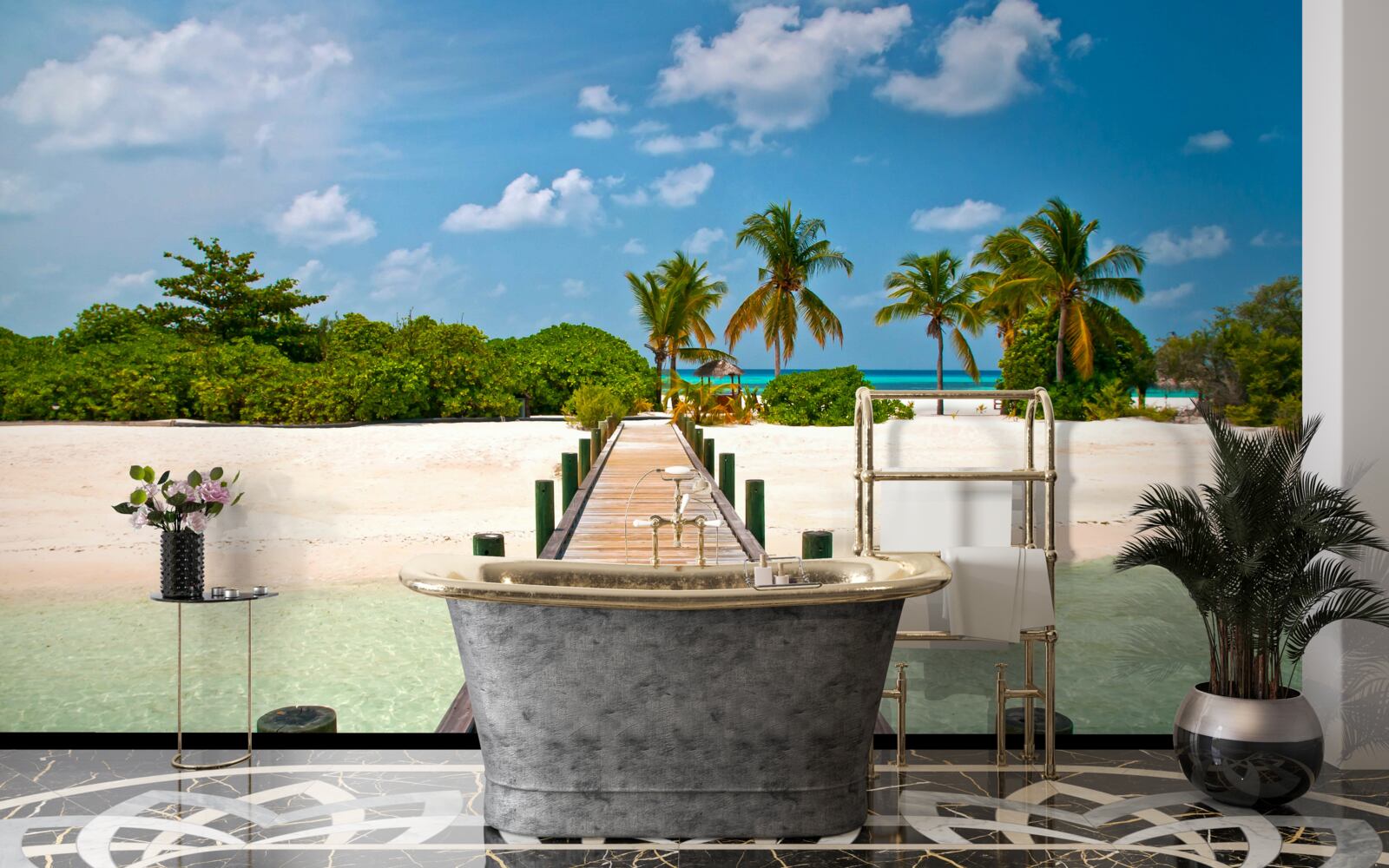 Fototapeta drevené piero na tropickom pobreží