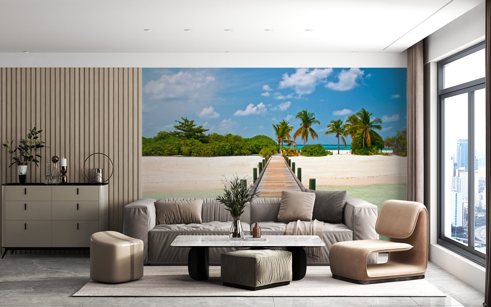 Fototapeta drevené piero na tropickom pobreží