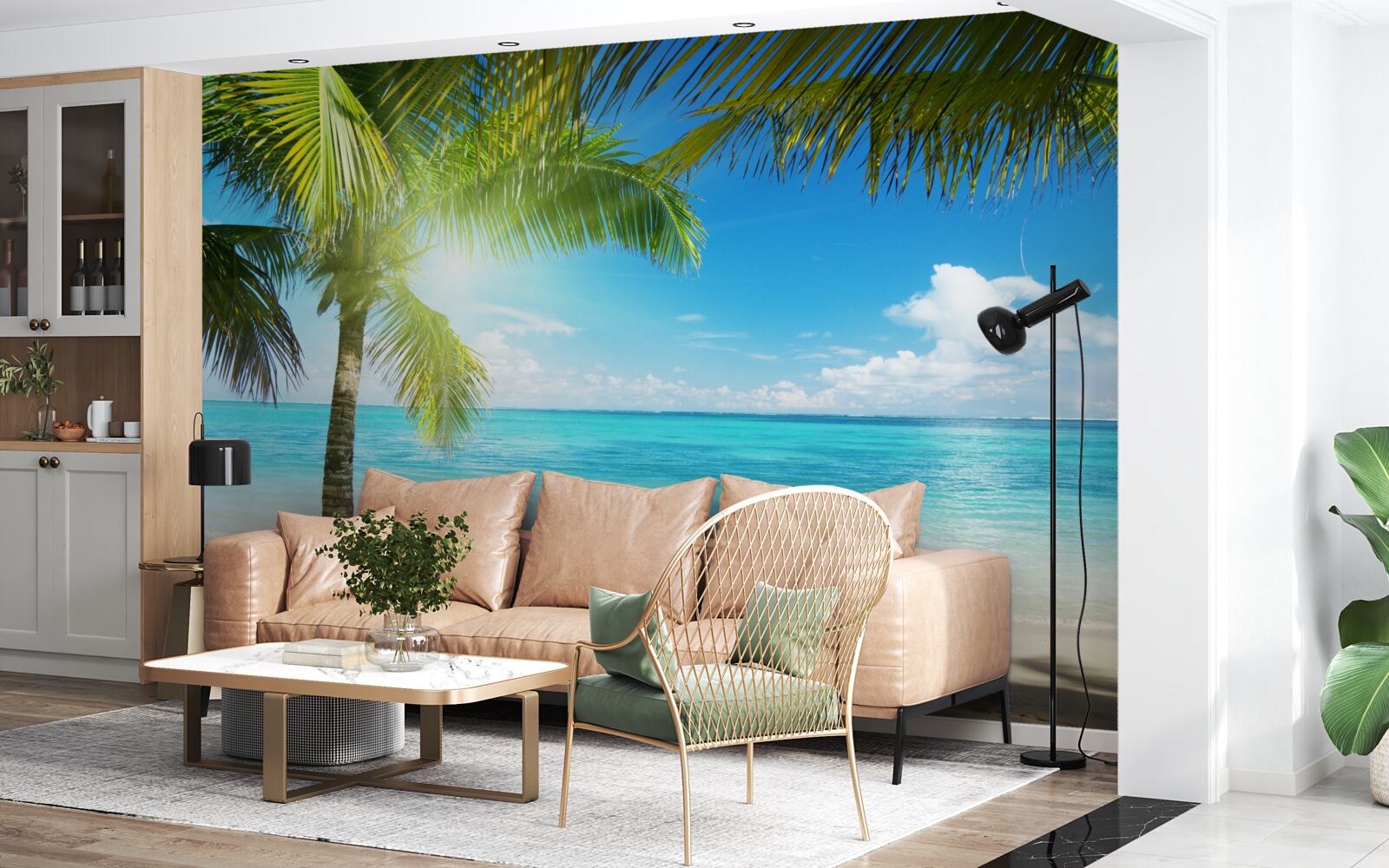 Fototapeta pokojná exotická pláž zdobená palmami