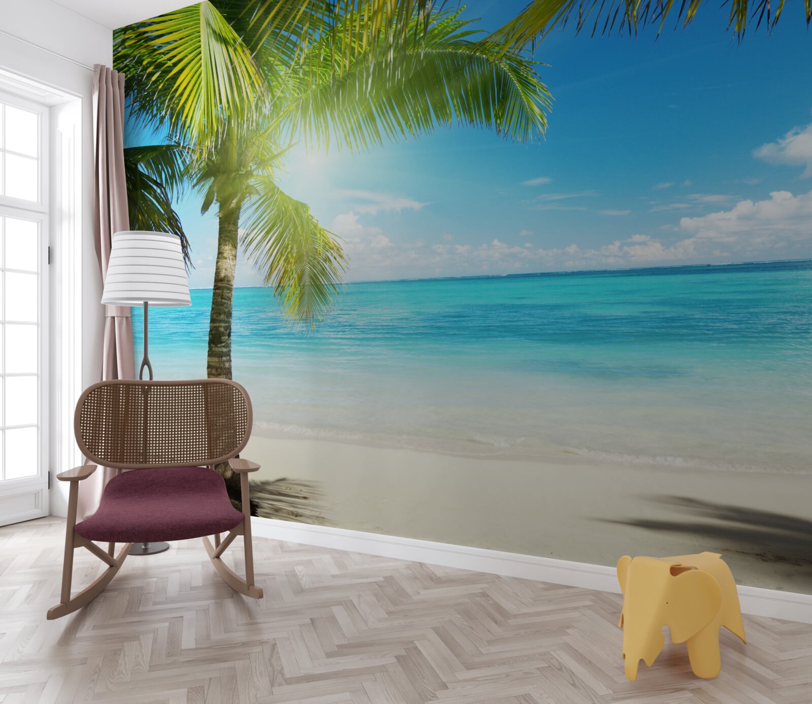 Fototapeta pokojná exotická pláž zdobená palmami