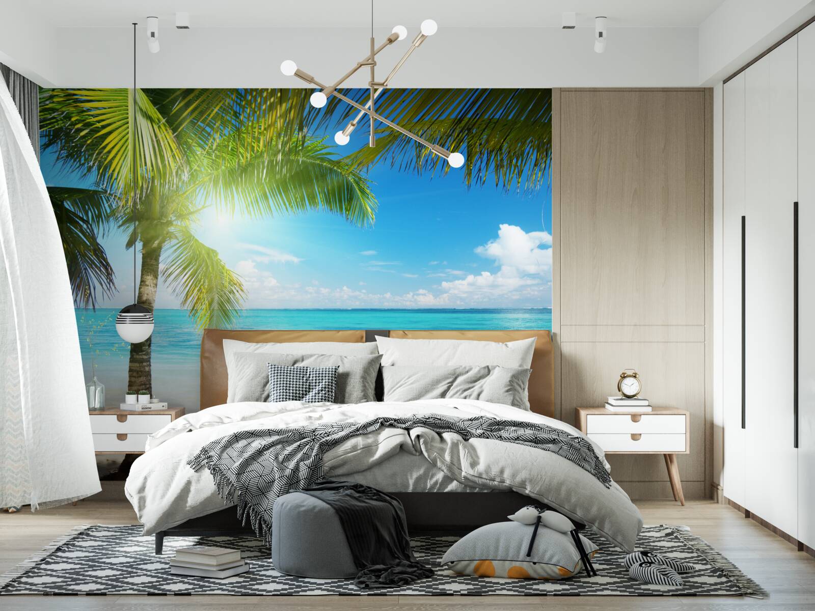 Fototapeta pokojná exotická pláž zdobená palmami