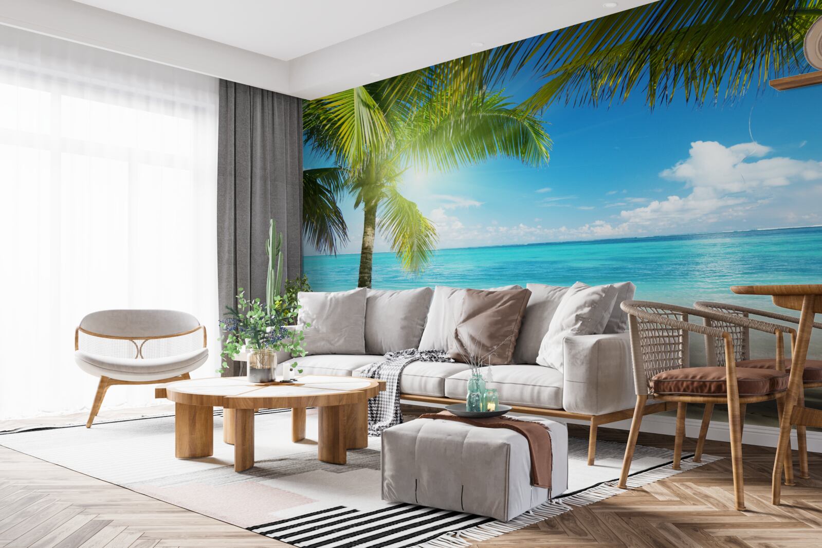 Fototapeta pokojná exotická pláž zdobená palmami