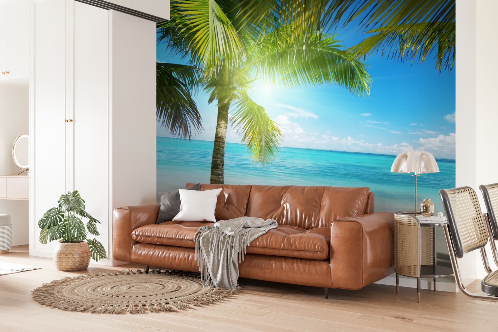 Fototapeta pokojná exotická pláž zdobená palmami