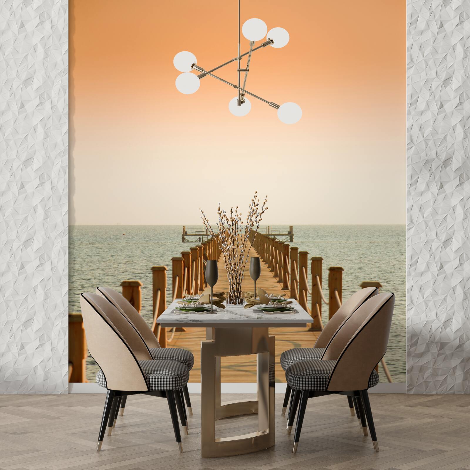 Fototapeta promenáda k moru pri západe slnka