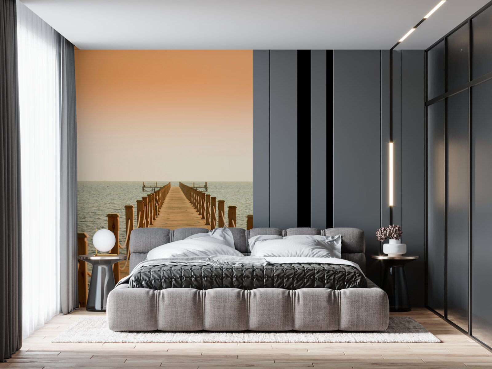 Fototapeta promenáda k moru pri západe slnka