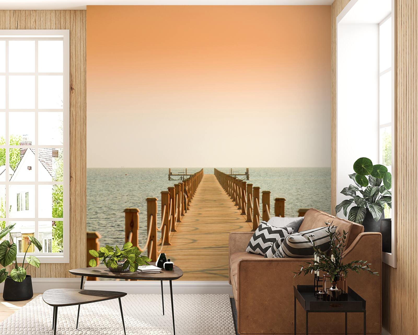 Fototapeta promenáda k moru pri západe slnka