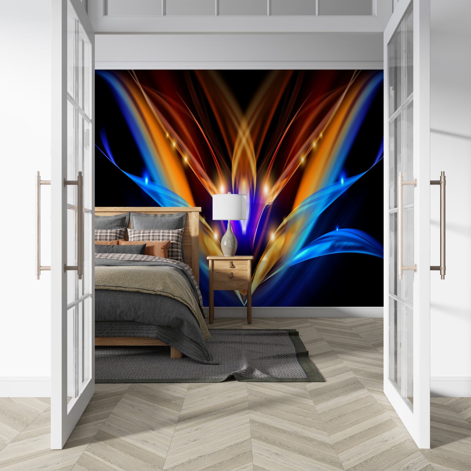 Fototapeta lotus v tme v abstraktnom štýle