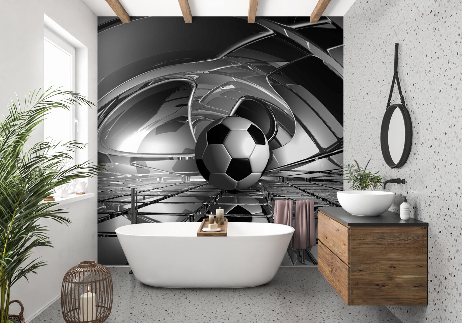 Fototapeta futbalová lopta na sklenenom povrchu