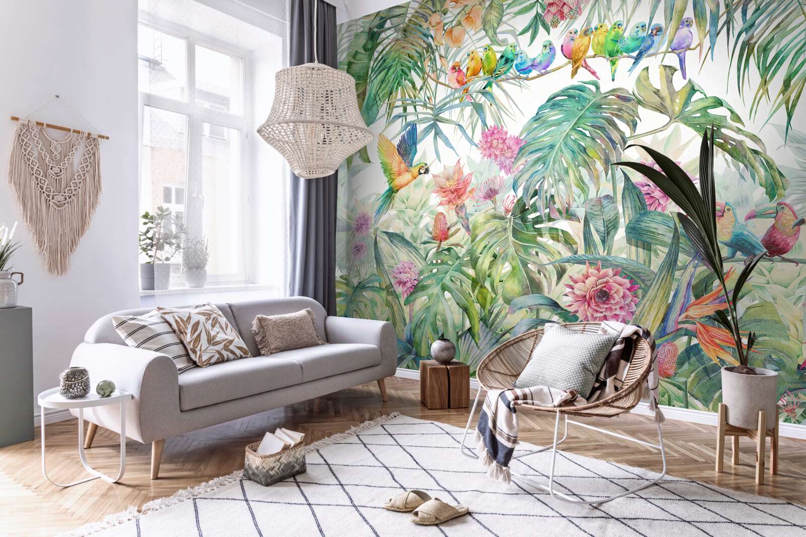 Fototapeta vtáky na exotických rastlinách