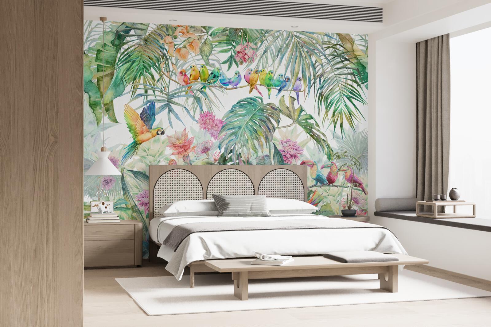 Fototapeta vtáky na exotických rastlinách