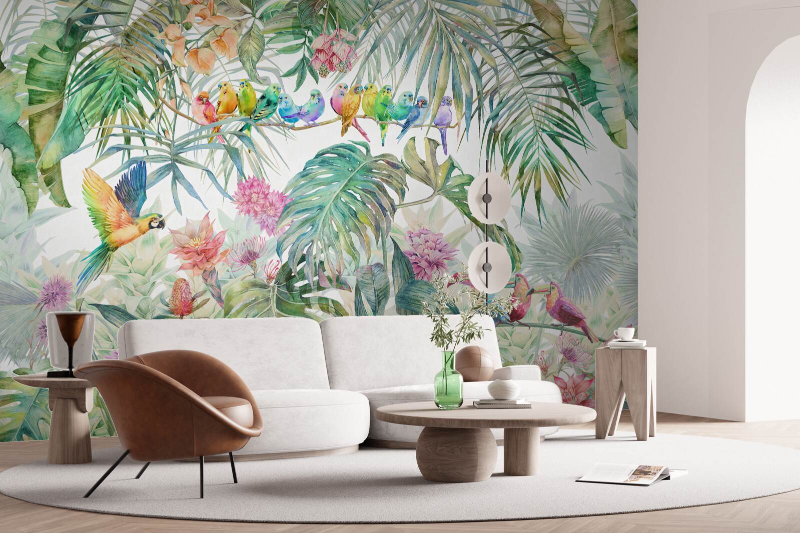 Fototapeta vtáky na exotických rastlinách