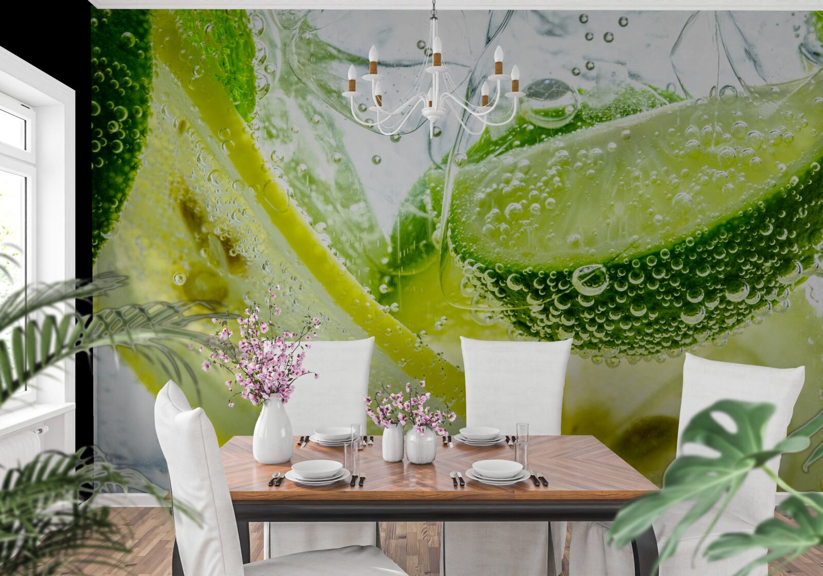 Fototapeta plátky citróna a limetky v pohári vody