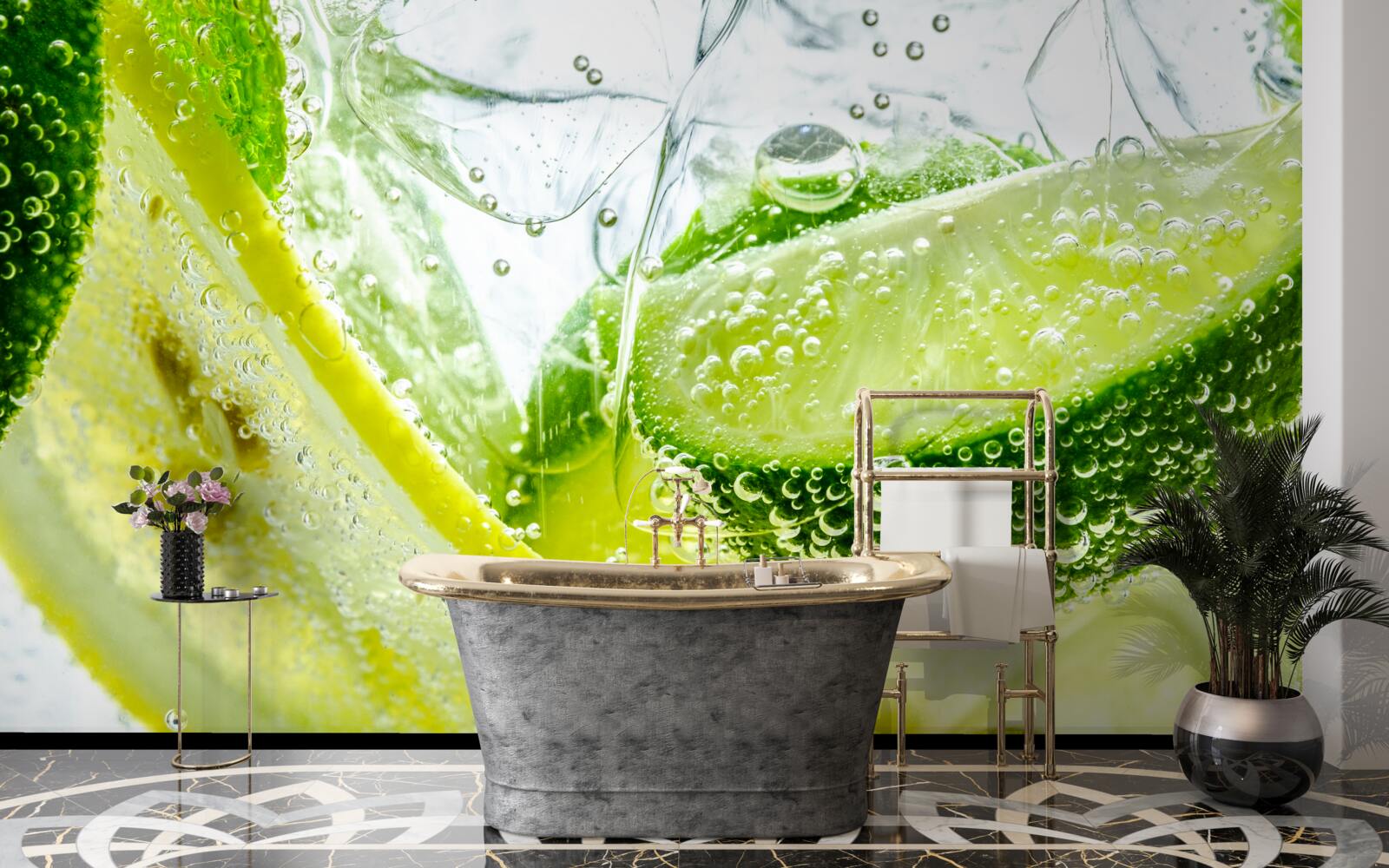 Fototapeta plátky citróna a limetky v pohári vody