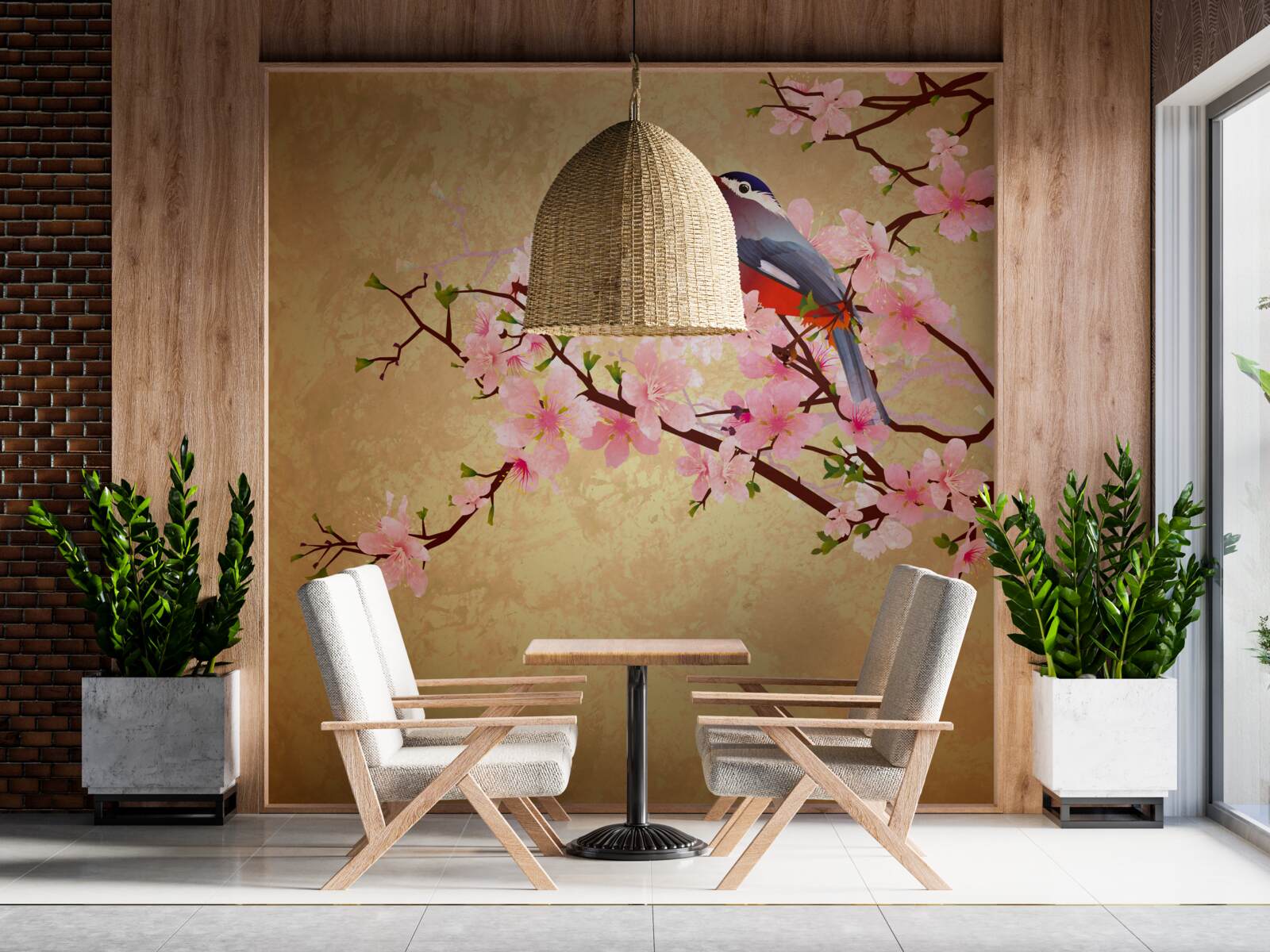 Fototapeta slávik na vetvách čerešňového kvetu