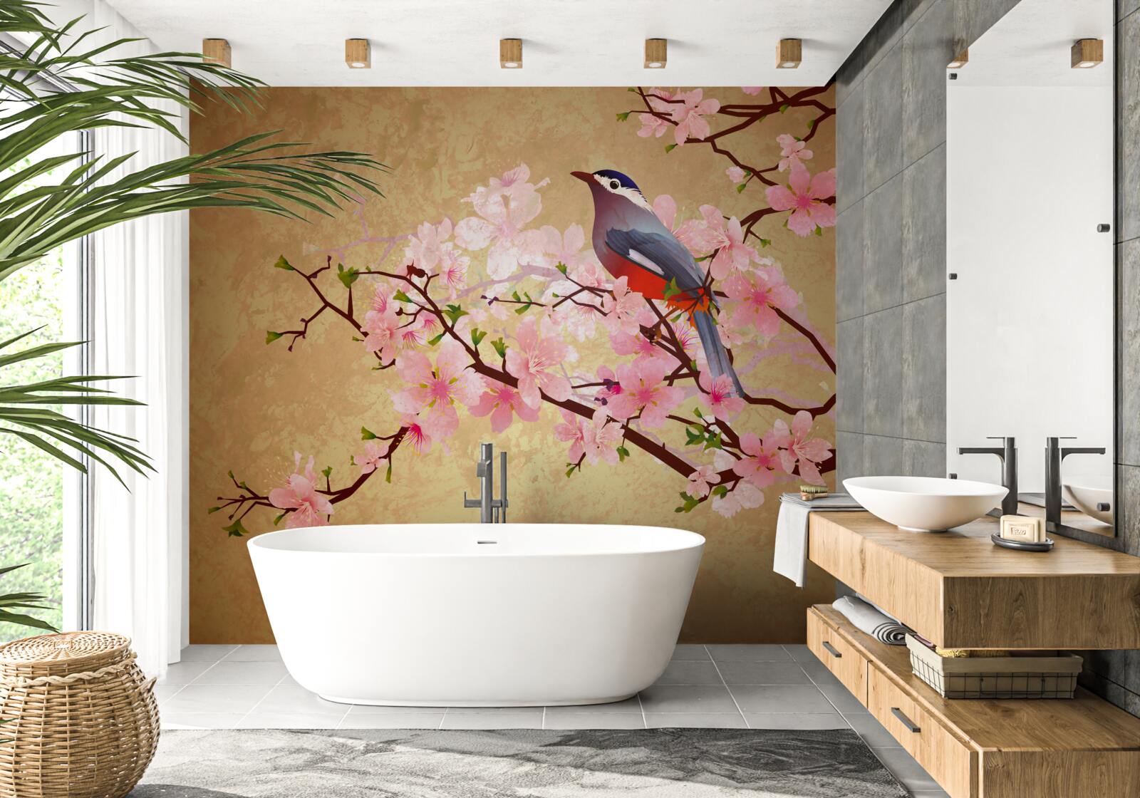 Fototapeta slávik na vetvách čerešňového kvetu