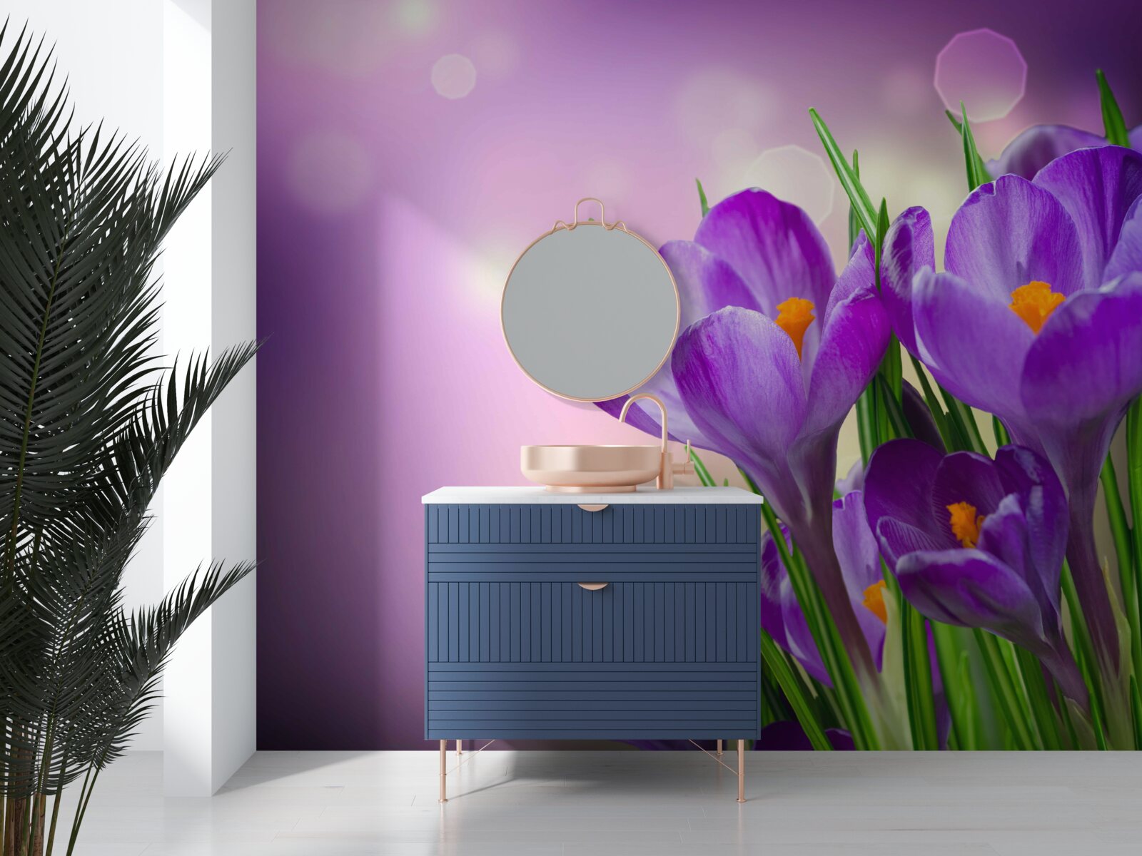 Fototapeta na úsvite kvitnú kosatka v jemnom fialovom odtieni