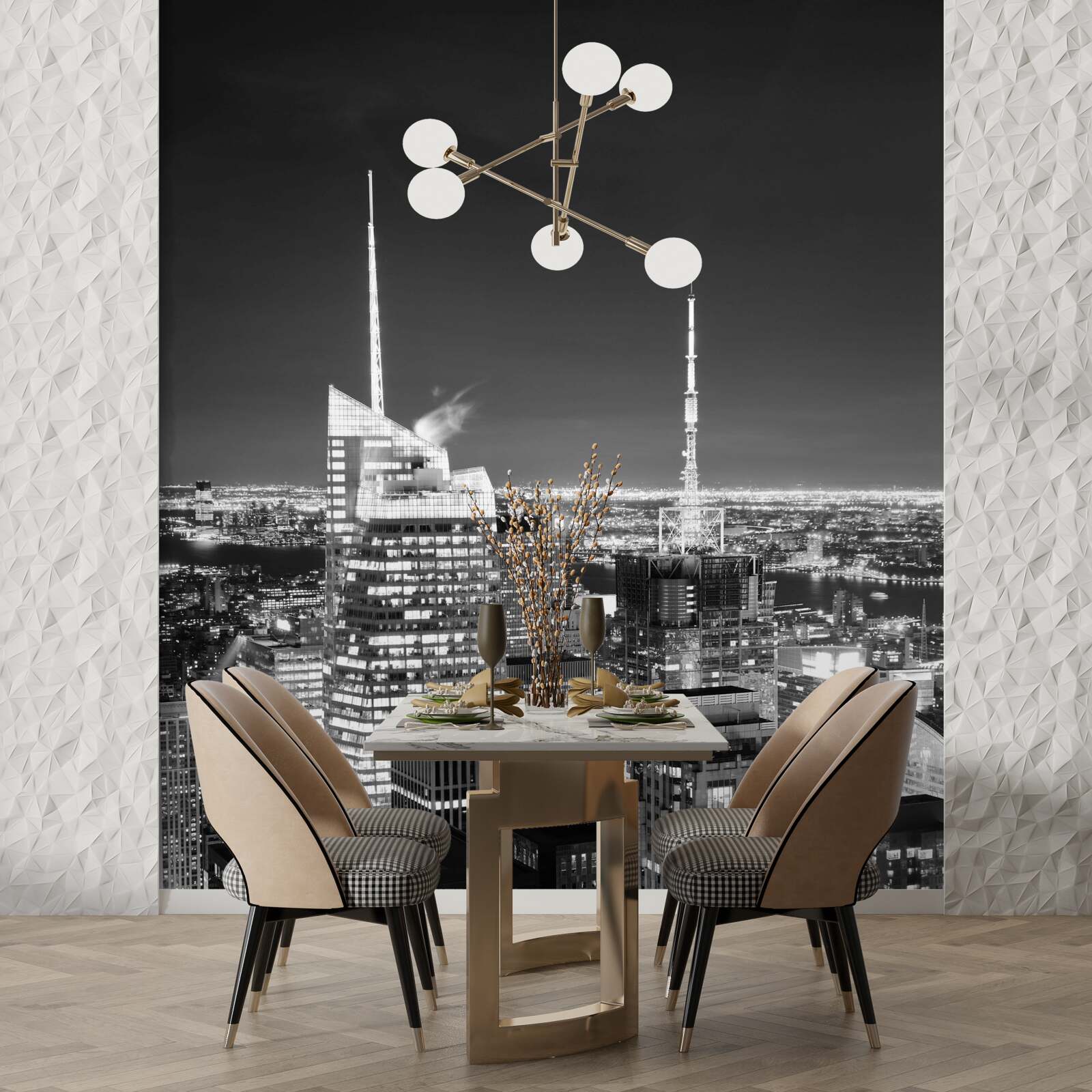 Fototapeta nočné mesto v čiernej a bielej