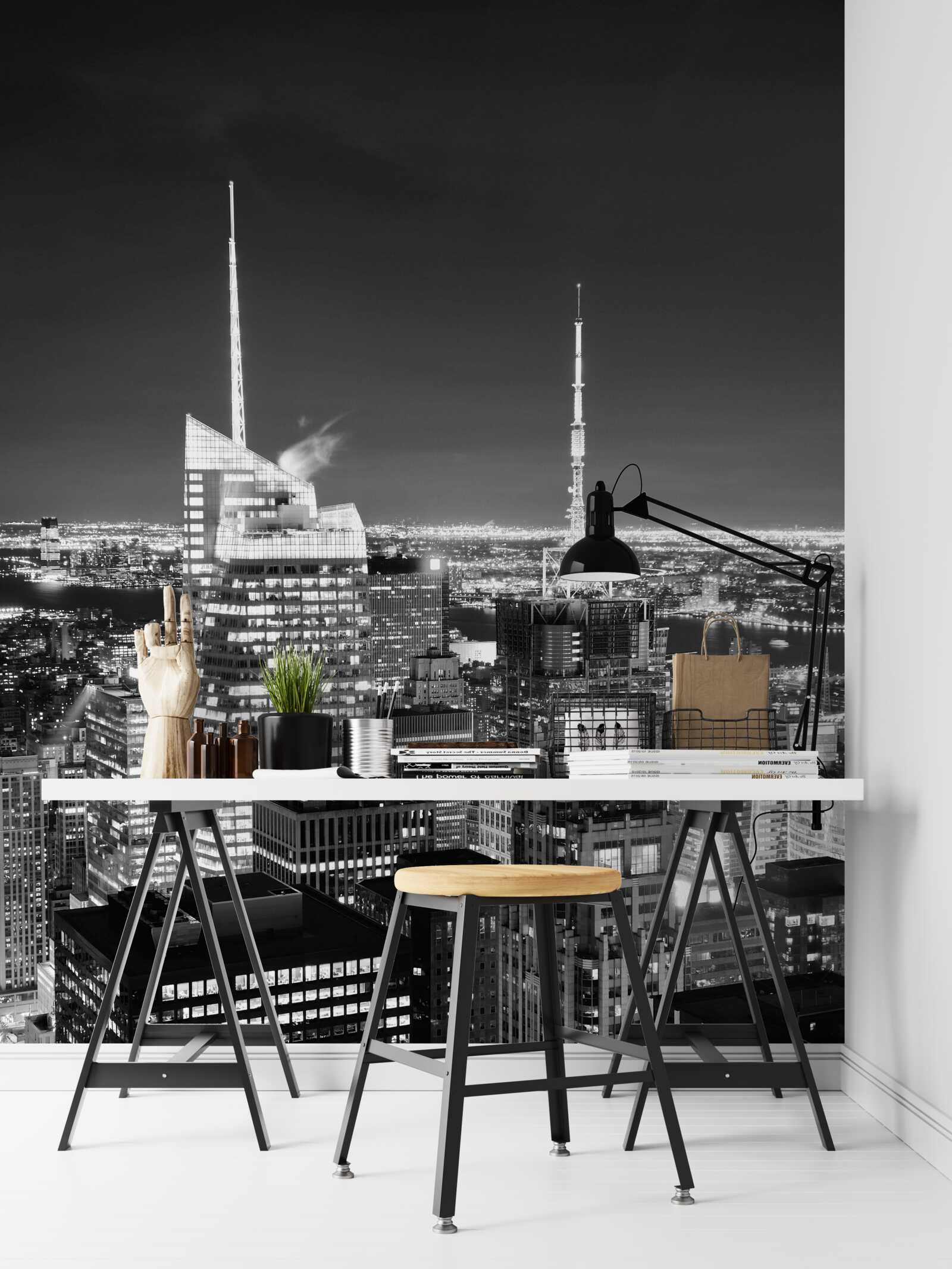 Fototapeta nočné mesto v čiernej a bielej