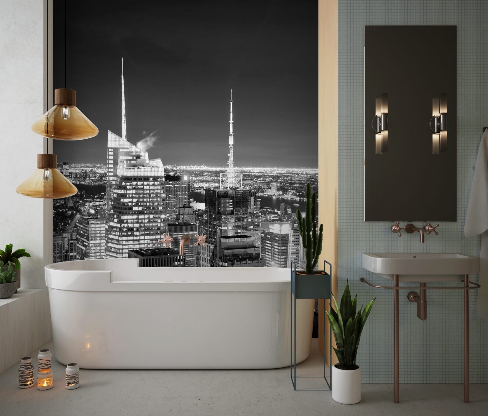 Fototapeta nočné mesto v čiernej a bielej