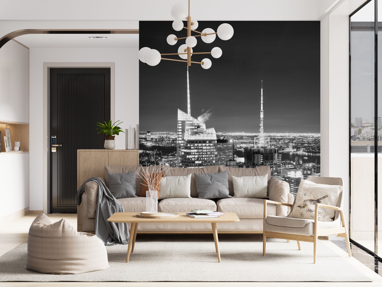 Fototapeta nočné mesto v čiernej a bielej