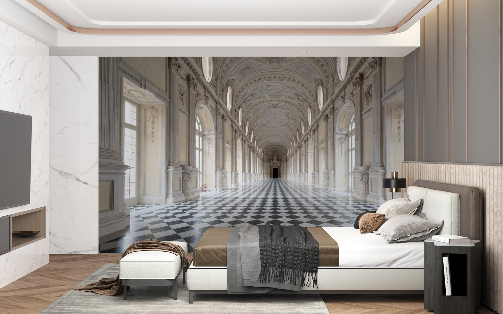 Fototapeta dlaždice v štýle mozaiky v miestnosti obloženej kameňom