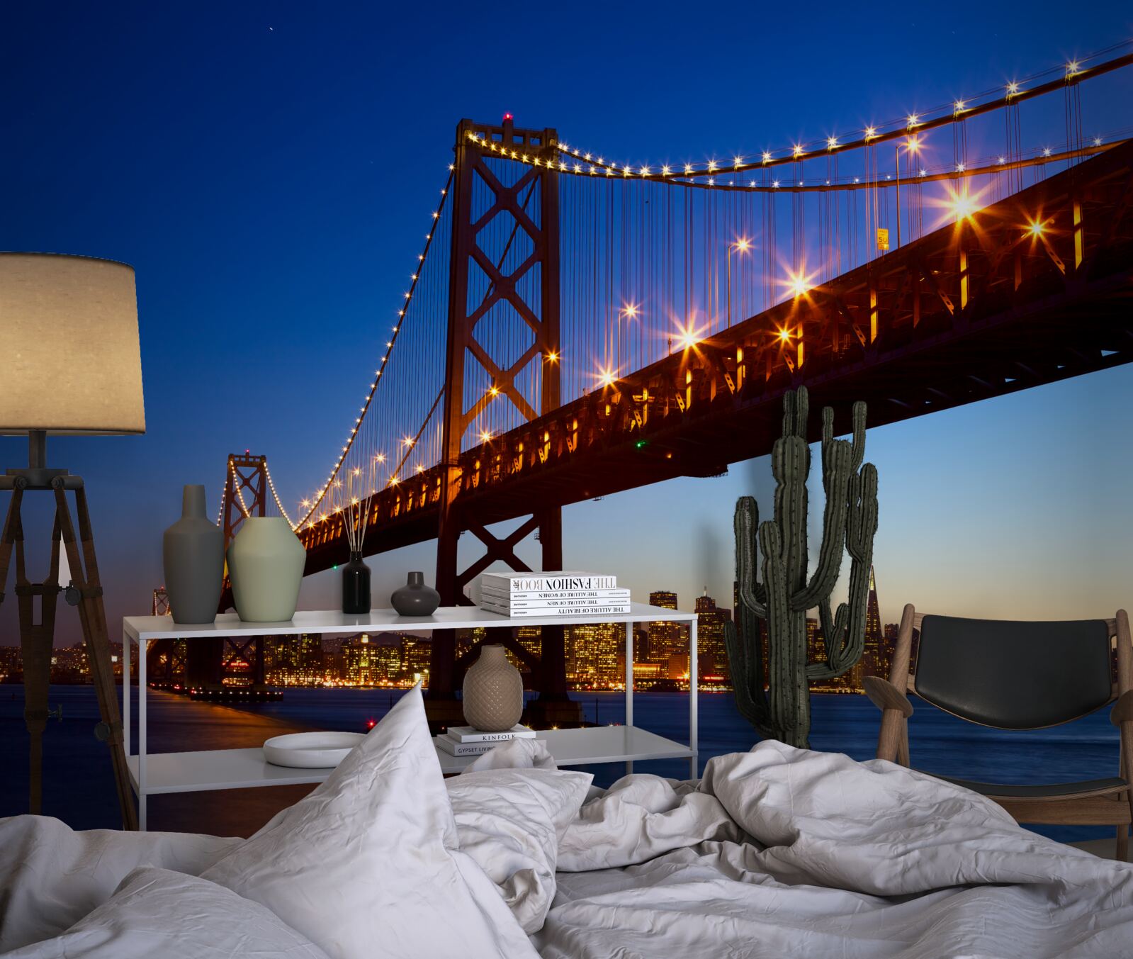 Fototapeta osvetlený most na okraji mesta