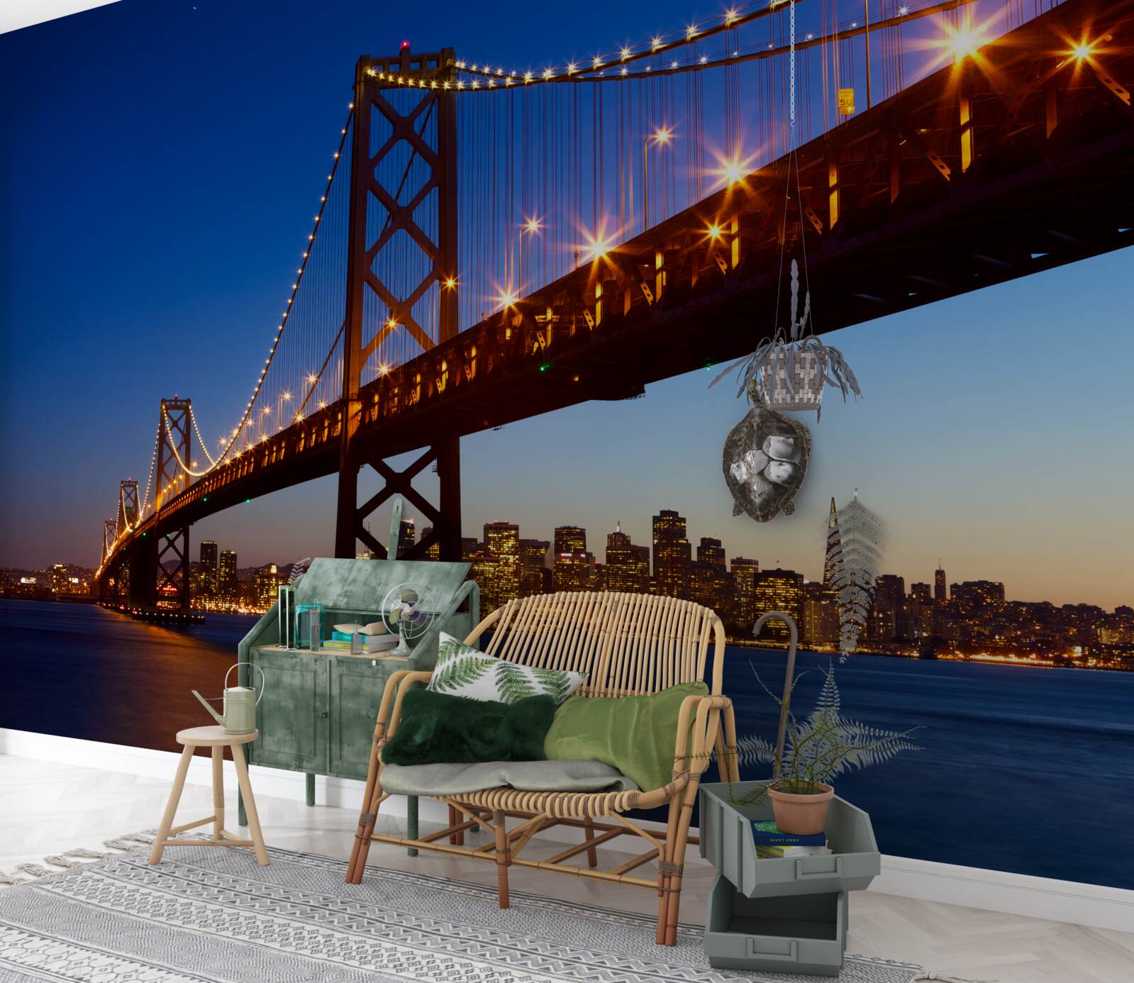 Fototapeta osvetlený most na okraji mesta