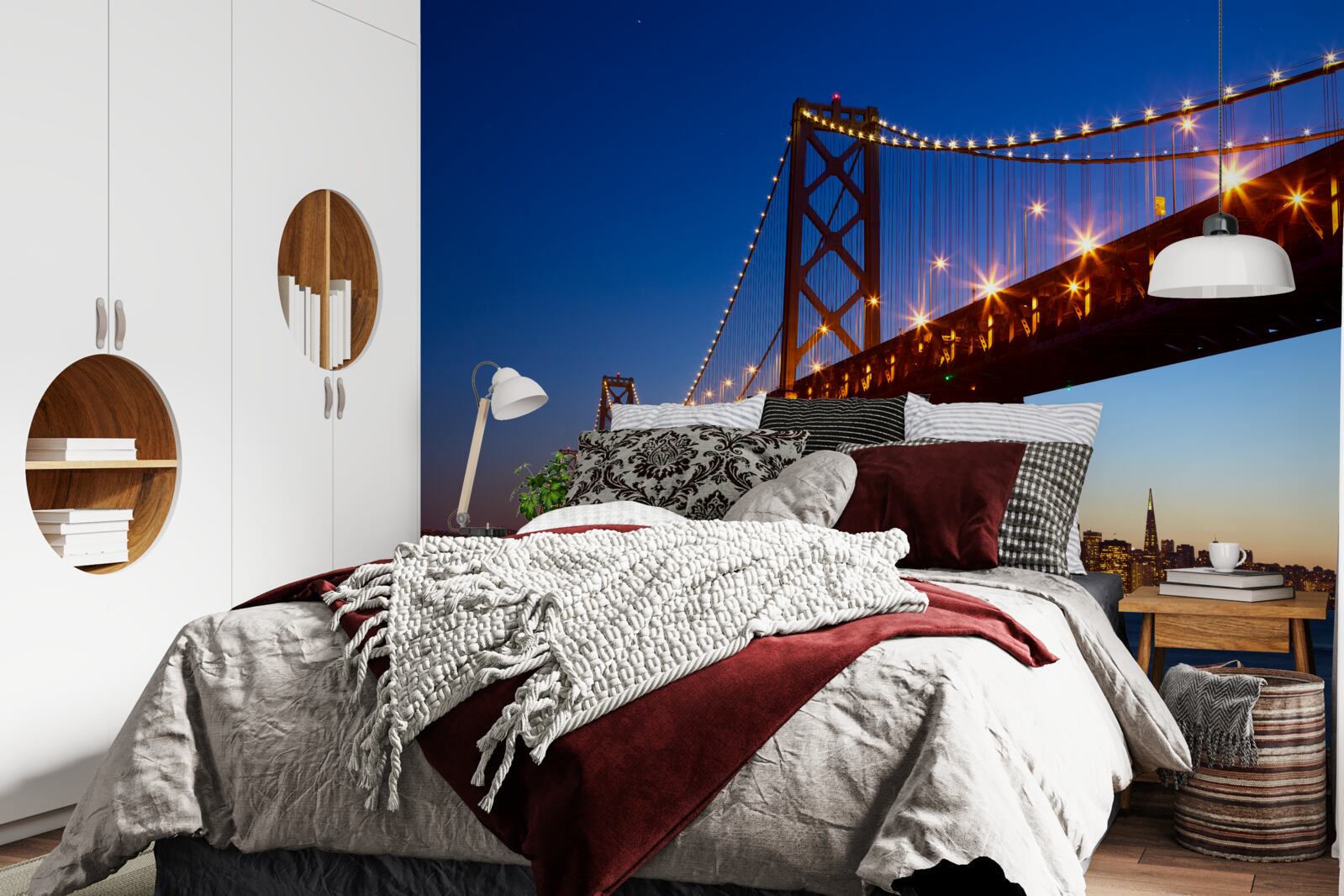 Fototapeta osvetlený most na okraji mesta