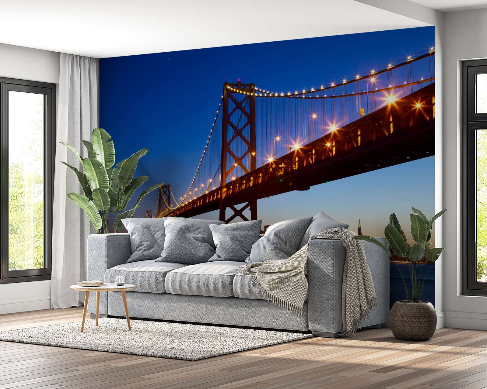 Fototapeta osvetlený most na okraji mesta