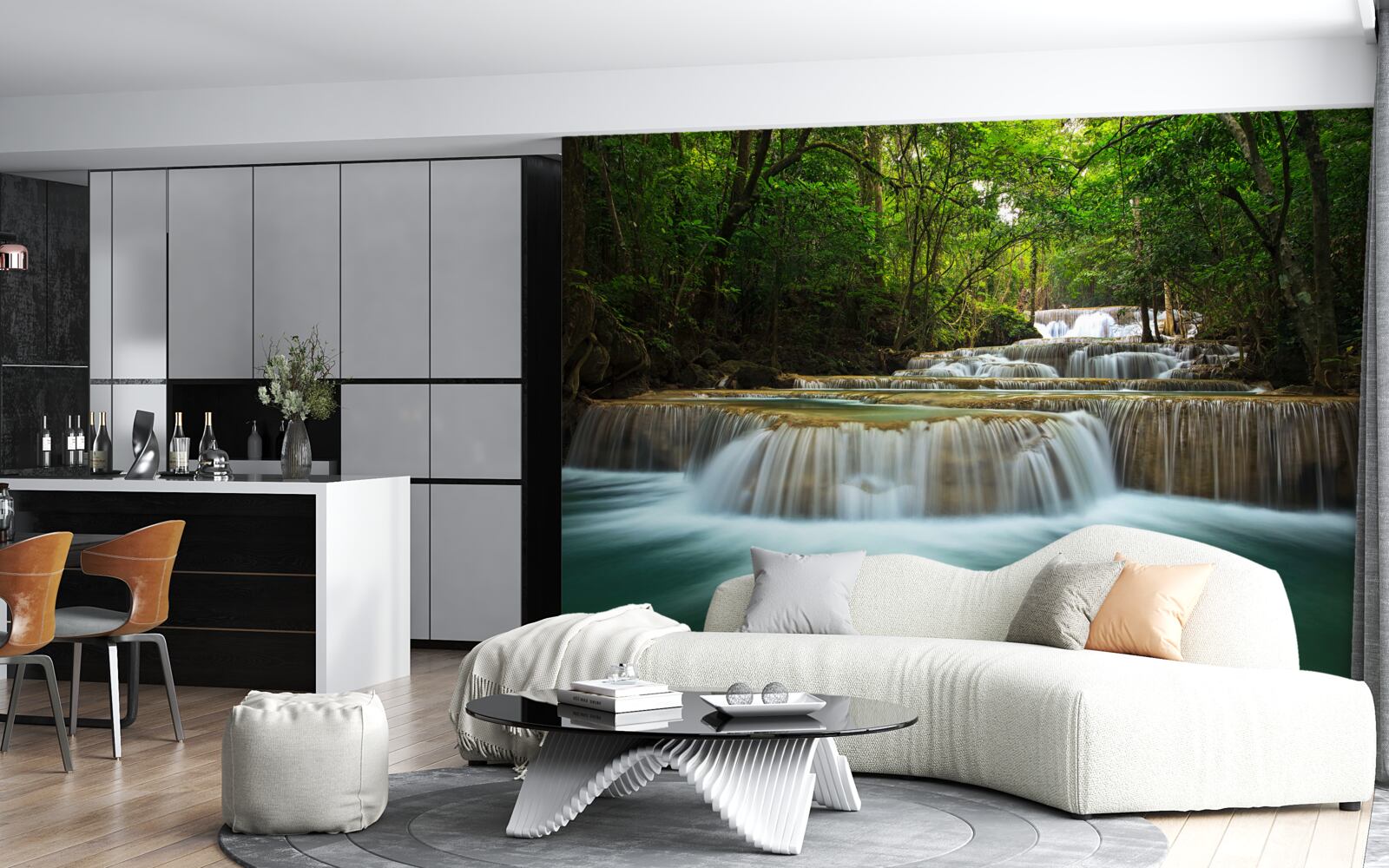 Fototapeta náhly prúd vody tečúci v hustom lese