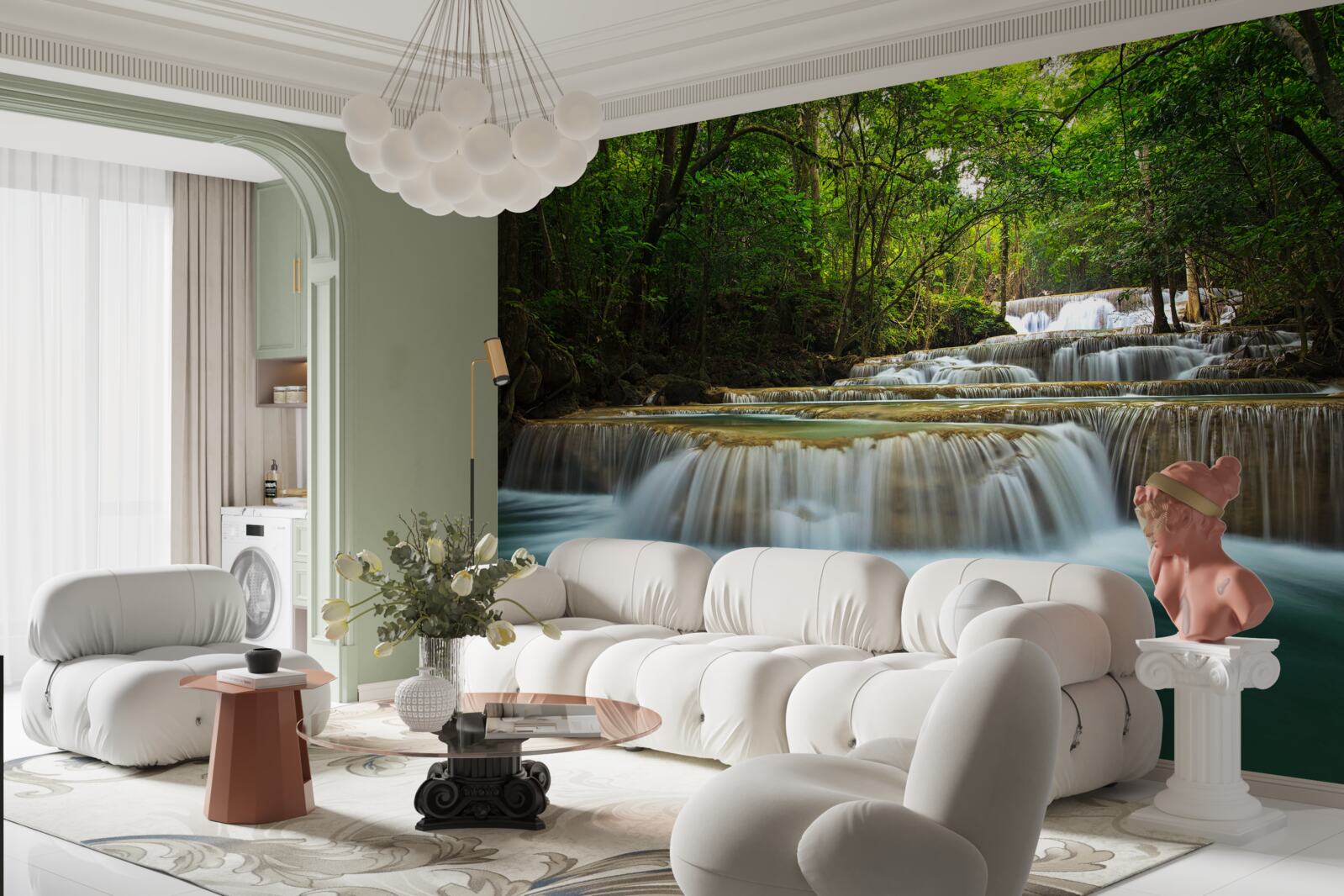 Fototapeta náhly prúd vody tečúci v hustom lese