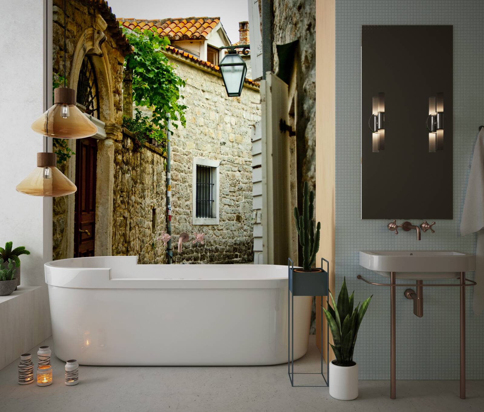 Fototapeta v lete stará ulica dláždená kameňom