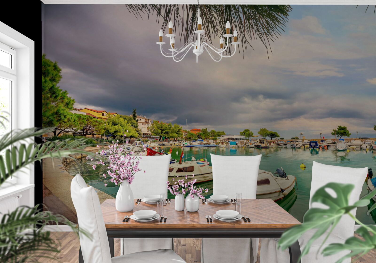 Fototapeta pokojný prístav s plachetnicou