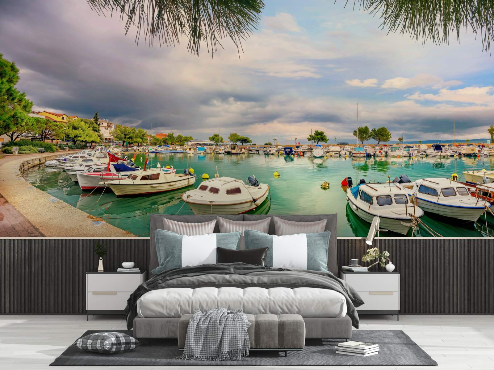 Fototapeta pokojný prístav s plachetnicou